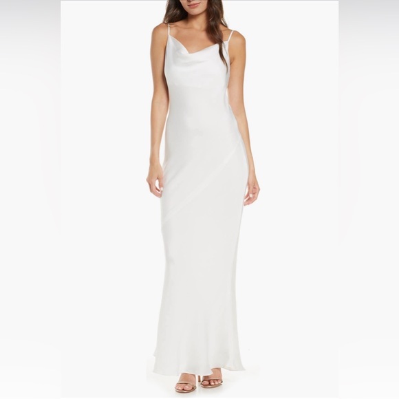 Shona Joy Dresses & Skirts - Shona Joy White Cowl Neck Slip Maxi Dress